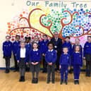 Headteacher Martin Clephane with pupils at St Mary’s Catholic Primary School, Sunderland.