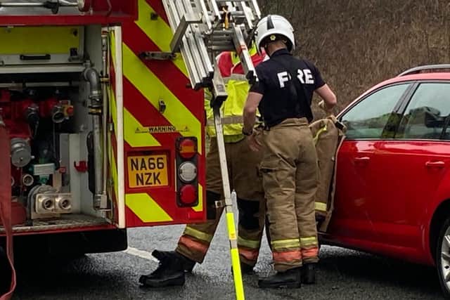 Emergency services remain at the scene of the incident on the A1(M) where they are carrying out regular analytical risk assessments .