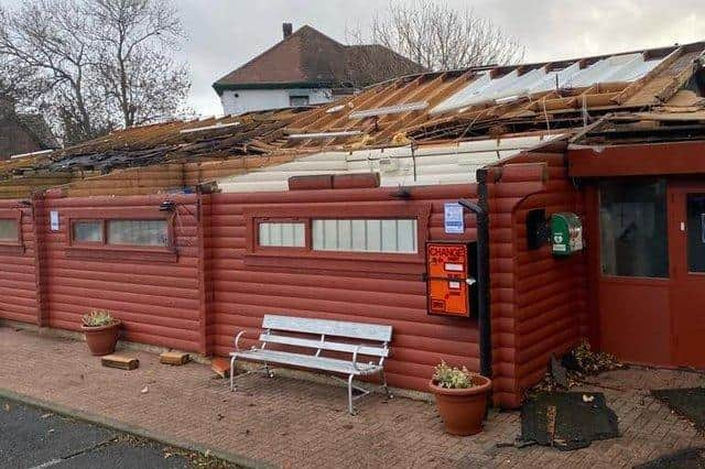 Extensive damage to South Shields and Westoe Club caused by Storm Arwen.

Picture by Duncan Murray.