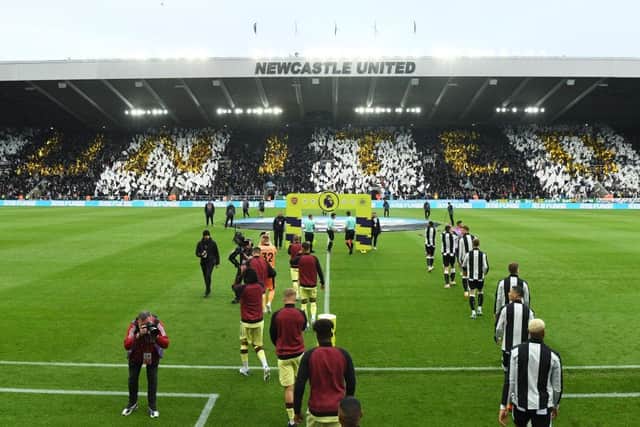 Newcastle United's players take to the field for the final home game of last season against Arsenal.