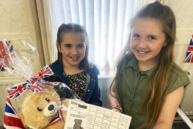From left, Jasmine and Savanna Stokell who ran a 'name the teddy' competition during their Jubilee celebrations.