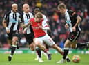 Newcastle United take on Arsenal on Monday night. (Photo by Stuart MacFarlane/Arsenal FC via Getty Images)