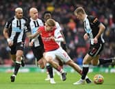 Newcastle United take on Arsenal on Monday night. (Photo by Stuart MacFarlane/Arsenal FC via Getty Images)