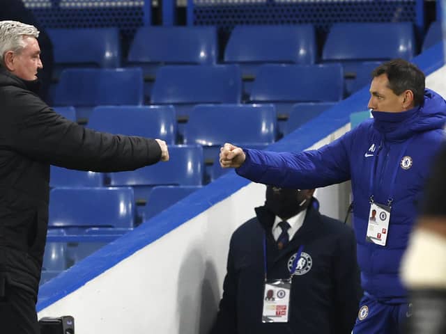 Steve Bruce greets Chelsea head coach Thomas Tuchel.
