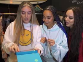 (from left) Perrie, Leigh-Anne and Jade open their nomination envelope