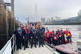 Volunteers at the parade of sail on the Tyne