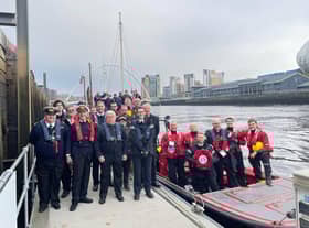 Volunteers at the parade of sail on the Tyne