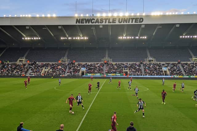 Newcastle United Under 23s in action against Blyth Spartans in the Northumberland Senior Cup final.