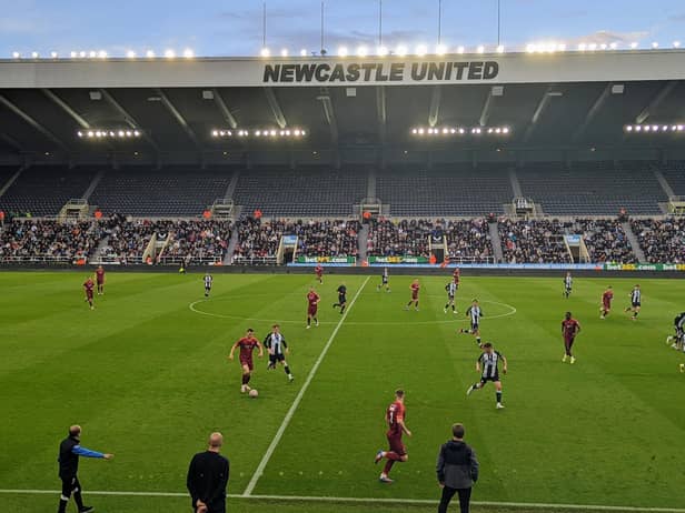 Newcastle United Under 23s in action against Blyth Spartans in the Northumberland Senior Cup final.