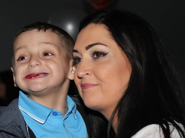 Bradley Lowery and his mum Gemma. at his sixth birthday party.