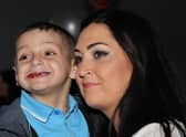Bradley Lowery and his mum Gemma. at his sixth birthday party.