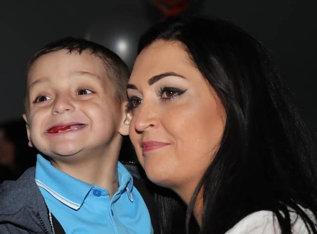 Bradley Lowery and his mum Gemma. at his sixth birthday party.