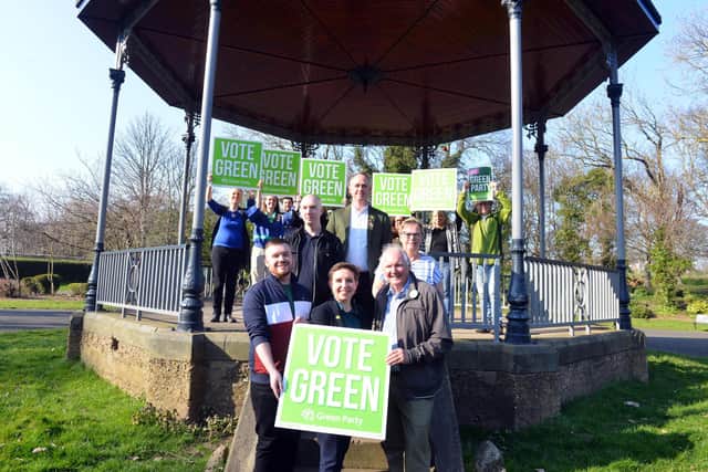 Green Party leader Carla Denyer visits South Shields ahead of local elections with local party leader Cllr David Francis, Cllr Peter Bristo, Cllr Sue Stonehouse along with candidates Andrew Guy and Dave Herbert.