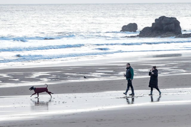 Enjoying Christmas morning on Sandhaven Beach in South Shields. Pictures by North News.:Enjoying Christmas morning on Sandhaven Beach in South Shields