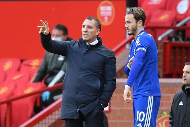 Brendan Rodgers was asked about James Maddison's future at Leicester City (Photo by MICHAEL REGAN/POOL/AFP via Getty Images)