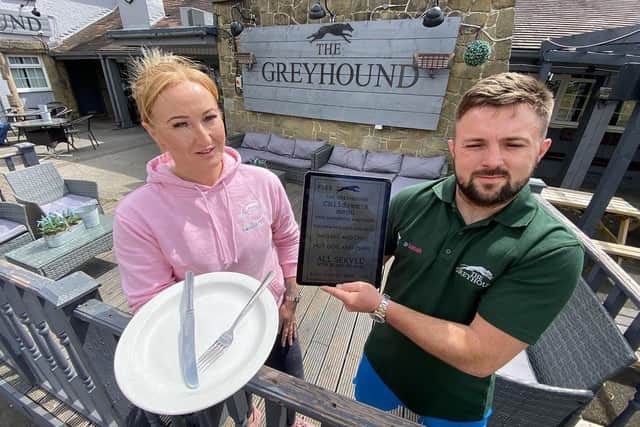 Sarah Ferguson and Liam Watts of the Greyhound Inn. Picture by Frank Reid.