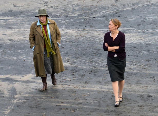 Brenda Blethyn (left) and a fellow actress recording Vera on Middleton Beach, Hartlepool. Picture by FRANK REID