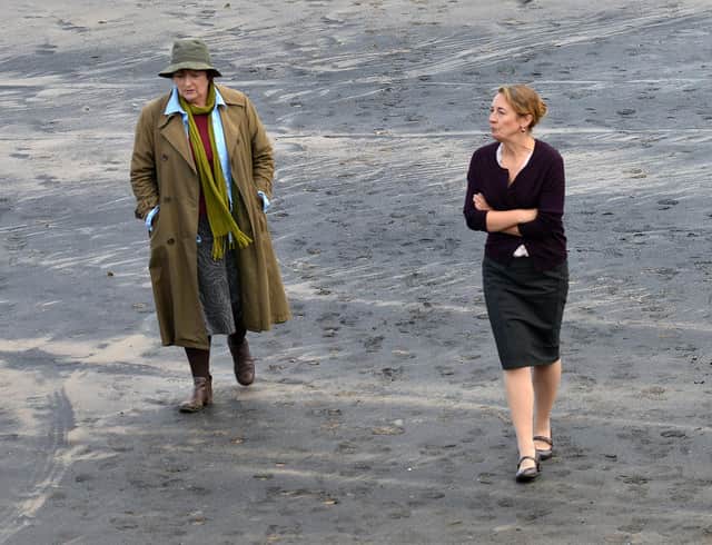 Brenda Blethyn (left) and a fellow actress recording Vera on Middleton Beach, Hartlepool. Picture by FRANK REID