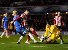 Sunderland’s Anthony Patterson (right) collects the ball as Sunderland’s Niall Huggins (centre) defends from Birmingham City’s Juninho Bacuna during the Sky Bet Championship match at St. Andrew's, Birmingham. Picture date: Friday November 11, 2022.