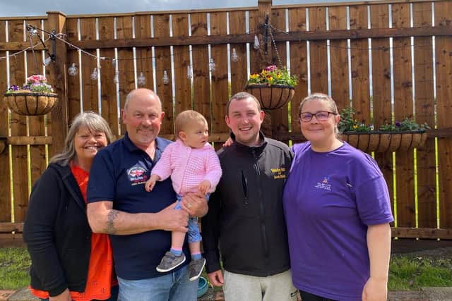 Sue,  Malcolm, granddaughter Lily, Christine, right, and her partner Dan Gaffney pictured recently.