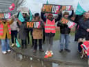 Teachers on the strike picket line at Hebburn Comprehensive School. 

Picture by FRANK REID