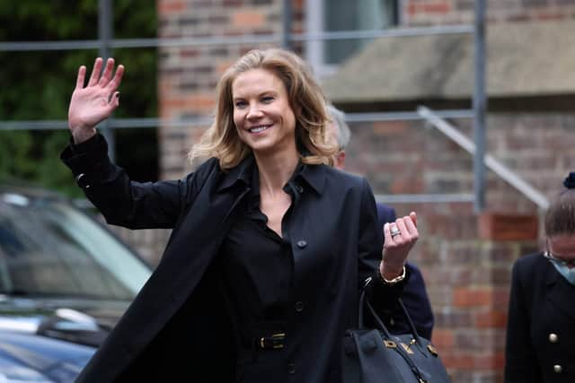 Amanda Staveley gives a celebratory wave after the takeover of Newcastle United. North News.