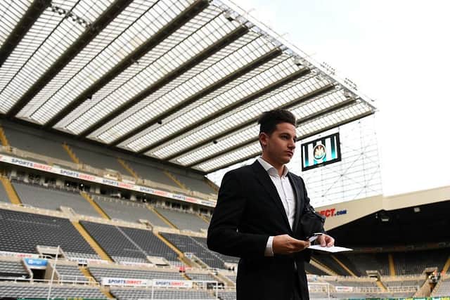 Florian Thauvin arrives at St James's Park in December 2015.