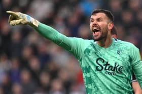 Watford goalkeeper Ben Foster reacts during the Premier League match between Newcastle United and Watford at St. James Park on January 15, 2022 in Newcastle upon Tyne, England. (Photo by Stu Forster/Getty Images)