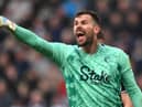 Watford goalkeeper Ben Foster reacts during the Premier League match between Newcastle United and Watford at St. James Park on January 15, 2022 in Newcastle upon Tyne, England. (Photo by Stu Forster/Getty Images)