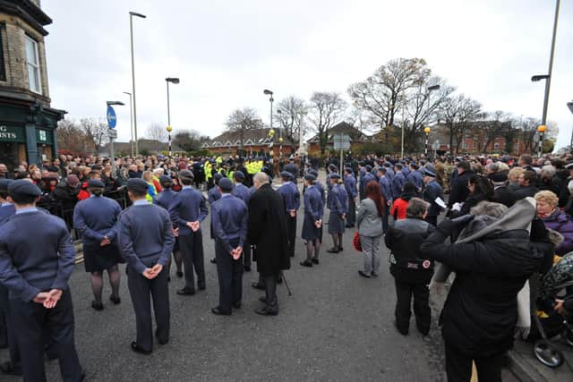 Remembrance Sunday Parade and Service at Westoe Cenotaph, South Shields.