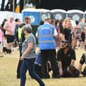 Security removing someone from the crowd at the third South Tyneside Festival 2022 gig at Bents Park.