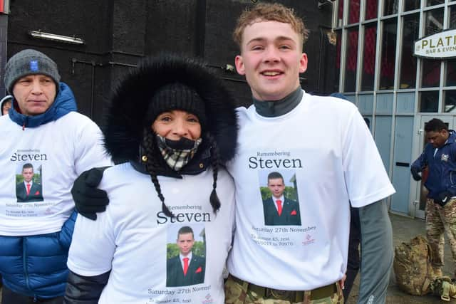 Steven's mum Elaine with his best friend Shaun, who organised the event.