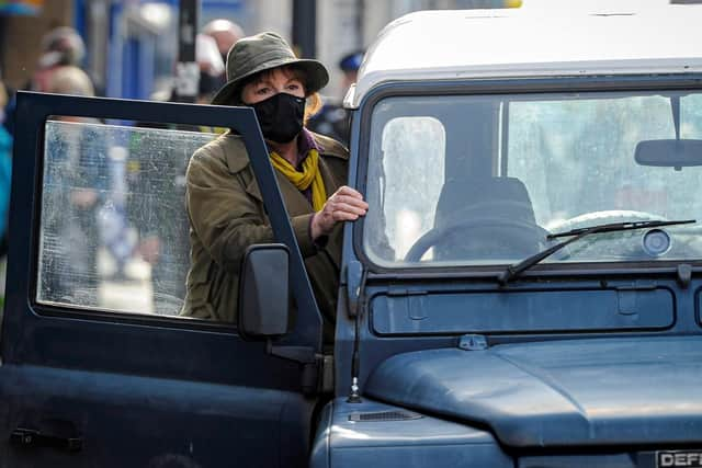 TV star Brenda Blethyn pictured getting in to the Land Rover