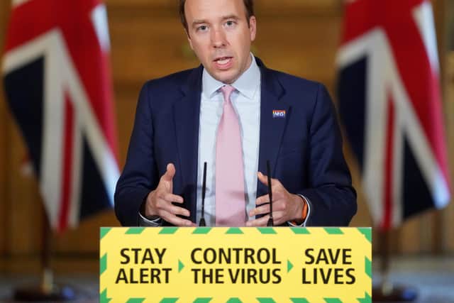 Health and Social Care Secretary Matt Hancock during a media briefing in Downing Street, London, on coronavirus. PA Photo