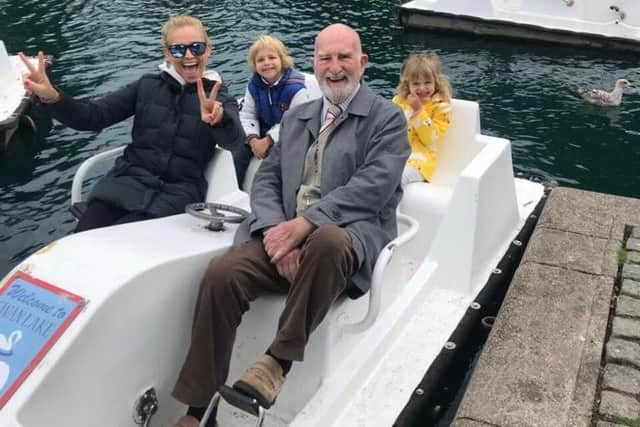 Mr Roberts with his granddaughter, Amanda, and great-grandchildren in South Shields. He will be deeply missed.