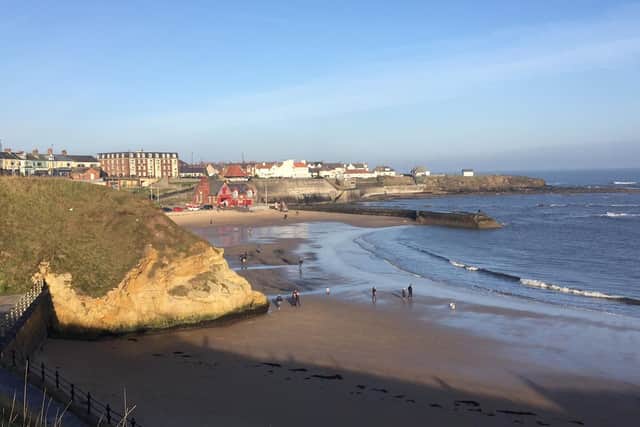 Cullercoats Bay, where a 15-year-old was washed into the sea by a large wave. Despite efforts to revive her, she was later pronounced dead.