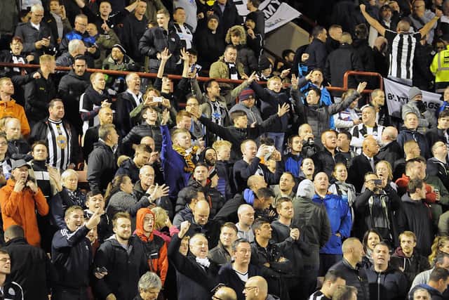 Newcastle fans at Oakwell