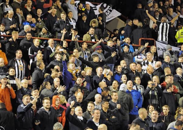 Newcastle fans at Oakwell