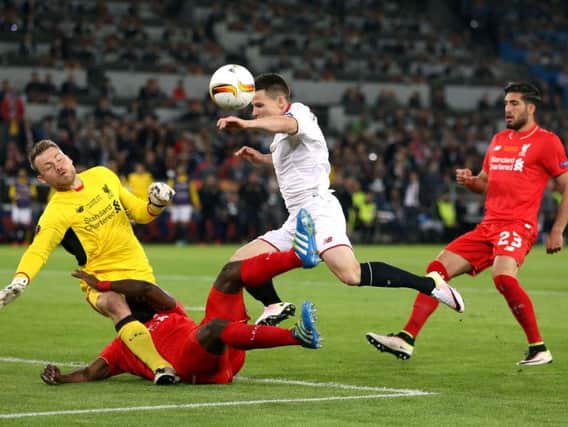 Kevin Gameiro in action for Sevilla against Liverpool