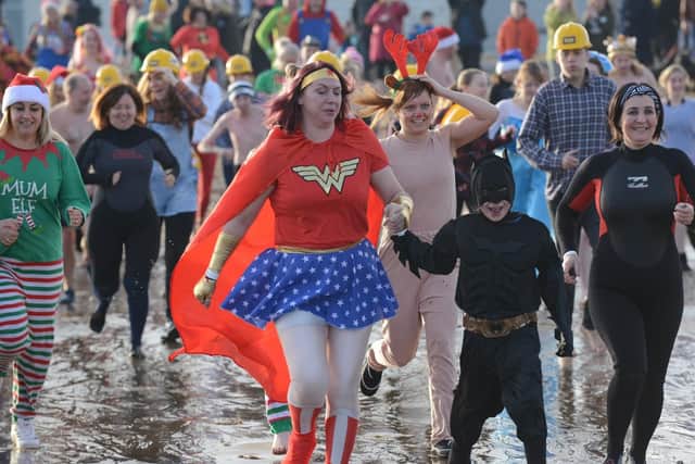 A Boxing Day dip at South Shields in December, in aid of St Clare's.