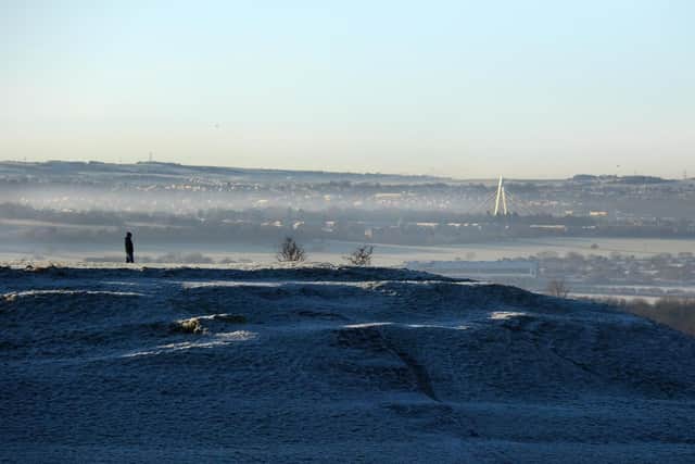 Cleadon Hills looking towards Sunderland was a wintry wonderland this morning as temperatures fell as low as -6C.