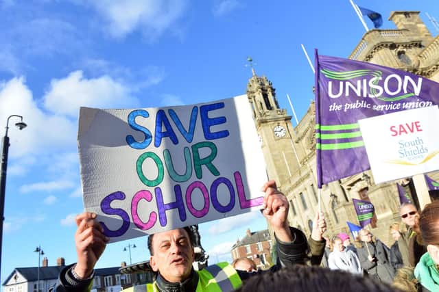 There have been a number of protests against the closure of South Shields School.