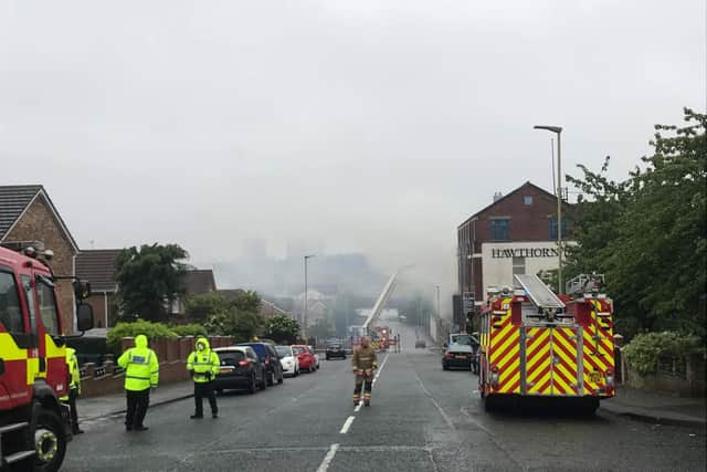 Crews remain at the scene