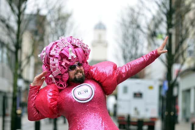Big Pink Dress Colin Burgin-Plews in 2016 in his London Marathon dress