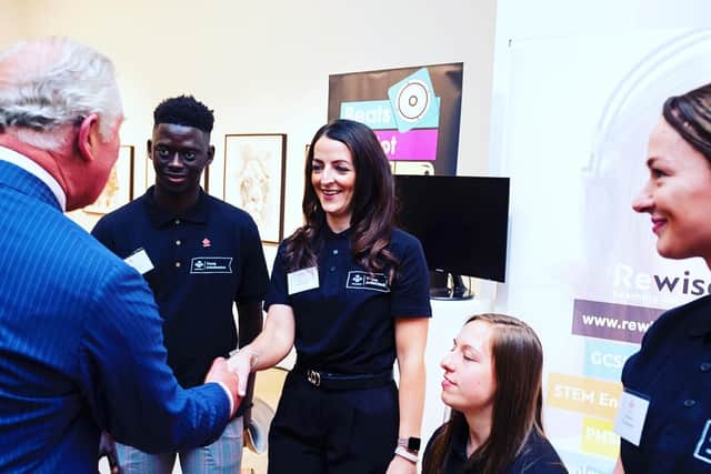 Megan Patrick meets HRH Prince of Wales at the Prince's Trust Youth Can Do It event, London