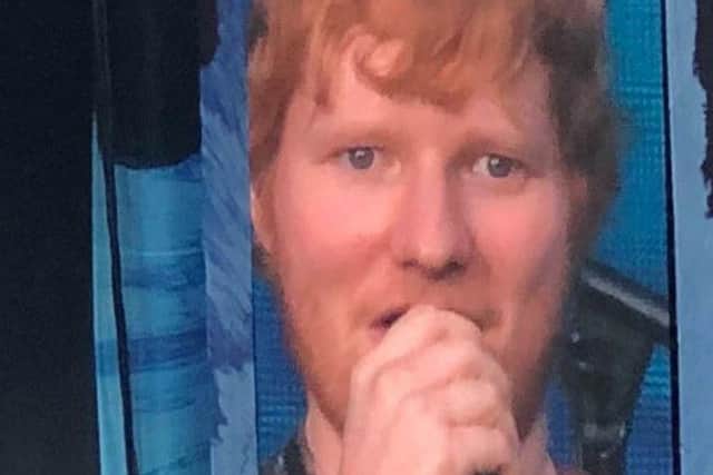 Ed Sheeran also wore a Together Forever wristband.