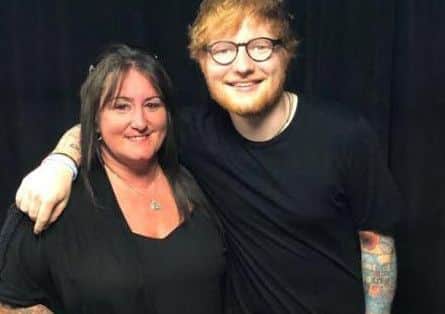 Caroline Curry, Liam's mum, meets Ed Sheeran.
