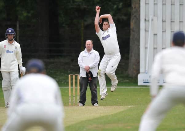 Whitburn bowler Kieran Waterson in action agaisnt Durham Academy on Saturday, played at Whitburn Village.