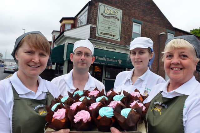 Lee's Bakery cake sale in honour of Chloe Rutherford and Liam Curry on the first year anniversary. From left manager Clare Campbell, Andrew Gregg, Kate Fishwick and Carole Cook