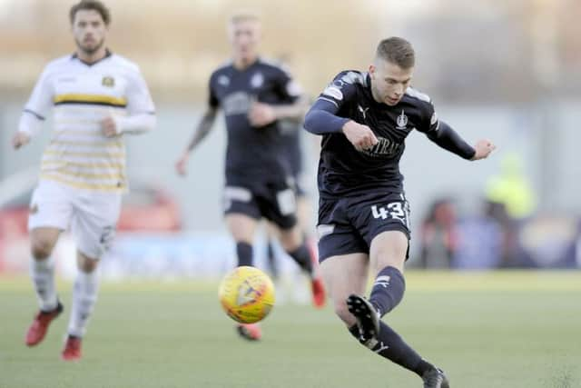 Sunderland striker Andrew Nelson gets in a shot for Falkirk against Dumbarton during his loan stint last season. Picture by Michael Gillen